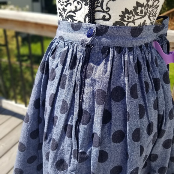 Modcloth Gray and Black Polka Dot Skirt - Picture 3 of 6